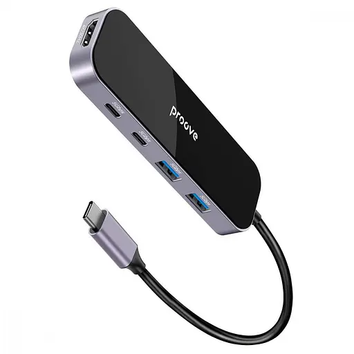 USB-хаб Type-C-хаб Proove Shadow (2*USB3.0 + Type-C + PD100W + HDMI) темно-серый (HBSW10221205) - фото 2