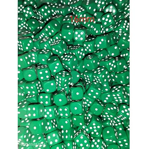 Настольная игра Китай Кубик D6 16 мм (зелёный, красный, чёрный, белый) (1 шт.) (ВР_КD6) - фото 1