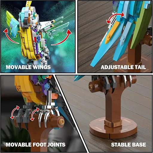 Конструктор папуга MJI механічний двосторонній живий світ 686 деталей - фото 5