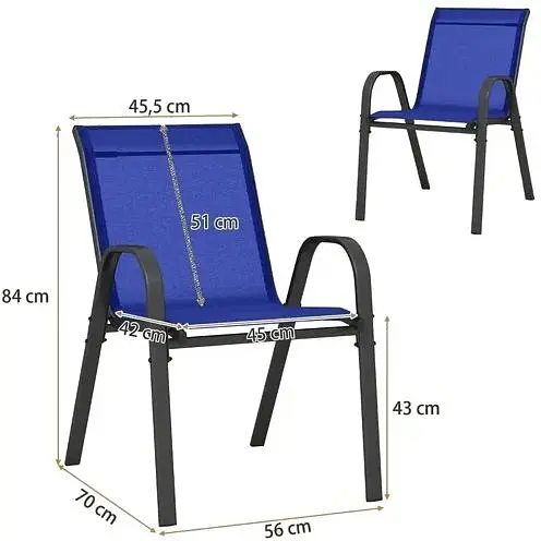 Комплект садовых стульев Costway Patio с подлокотниками синий - фото 4