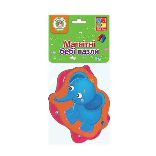 Магнітні бебі пазли "Зебра та слоненя" Vladi toys VT3208-12 - фото 1