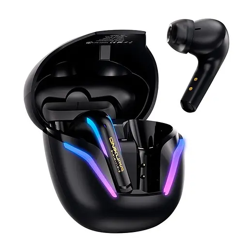 Навушники Onikuma Wireless Gaming Earbuds with ENC Mic T27, IPX4, BT5.3, 2.4G, PS5, PC, 45mAh, 400mAh, 7h, black - фото 2
