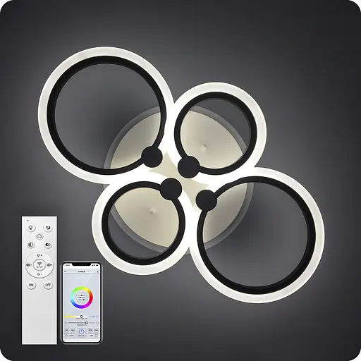 Люстра светодиодная 517 Light 3color с пультом 76 Вт Черный (02044) - фото 2