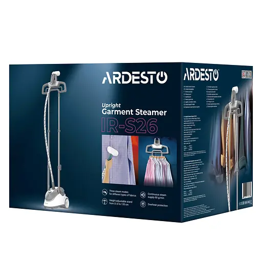 ARDESTO Отпариватель вертикальный IR-S26, 1785Вт, 2600мл, вешалка, нерж. сталь, белый+серый - фото 10