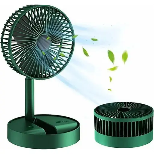Аккумуляторный настольный вентилятор Telescopic Folding Fan Портативный складная мини USB ветродуйка Зеленый - фото 1