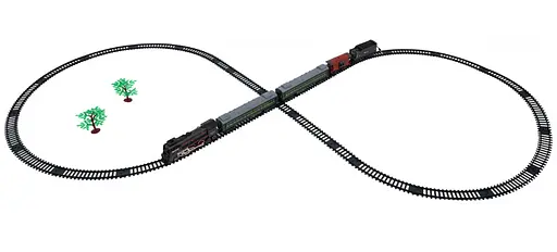 Большая железная дорога Ретро-поезд с дымом, светом и звуком — Трасса 216 см Ramiz - фото 2