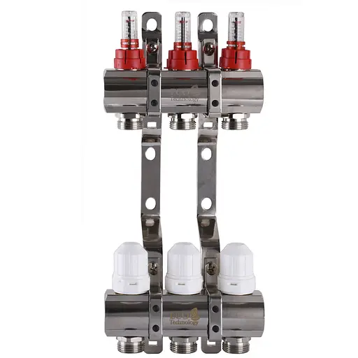 Коллектор с расходомерами, регуляторами и креплением ECO 001D 1″x3 000009826 - фото 1