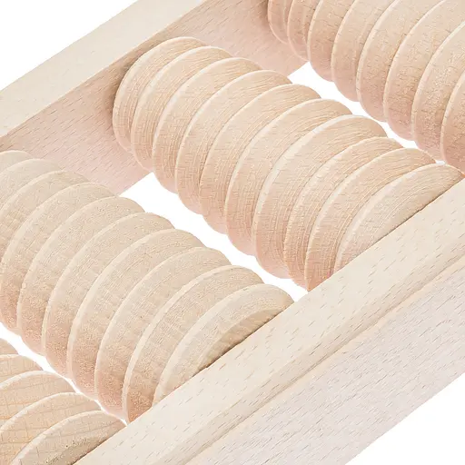 Масажер для стоп дерев'яний для профілактики плоскостопості та рефлекторного масажу на 4 ролики на одну ногу, Woodly 87034 - фото 5