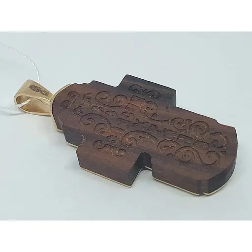 Золотий хрестик Золотий Вік з деревом. Розп'яття Христа. 32080/01/0 - фото 3