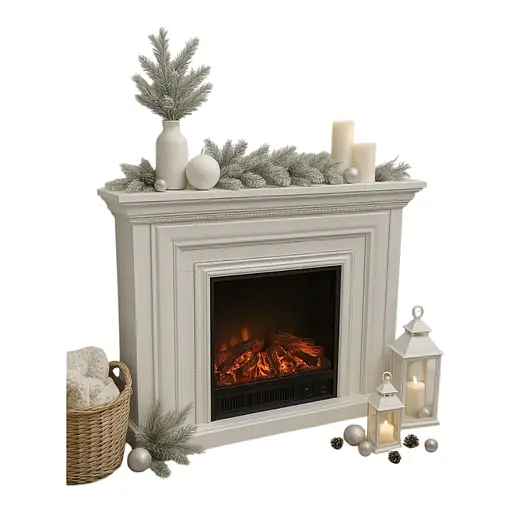 Електричний камін Elizabet White Bluetooth звук потріскування дров 1500Вт (10080128) - фото 2