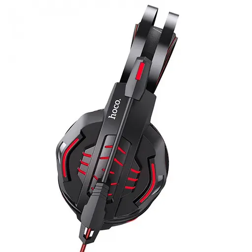 Дротові навушники Hoco W102 Cool tour з мікрофоном і LED підсвічуванням (Червоний) - фото 4