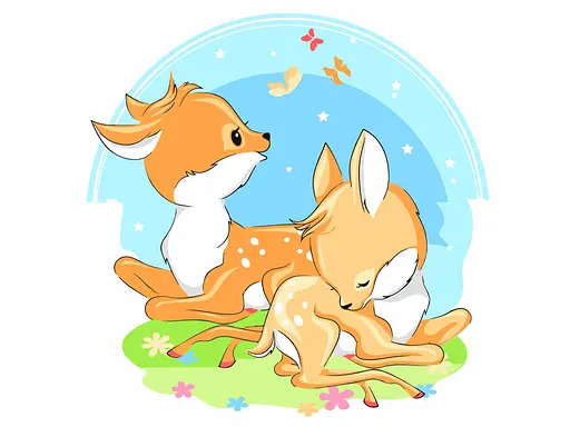 Набор для росписи по номерам Семейство оленят, Strateg, 30x30 см, ES-0859