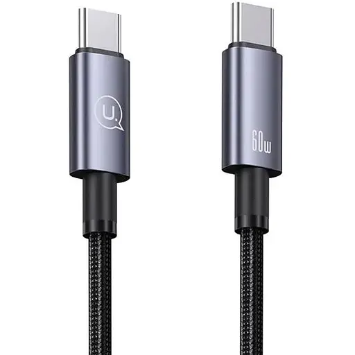 Кабель Usams US-SJ661 USB-C to USB-C 60W 5A 1.2m Tarnish черный [138985] - фото 2