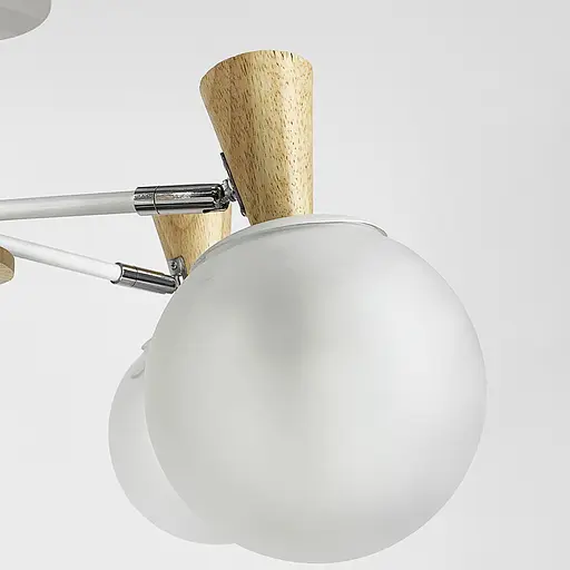 Белая люстра на 5 плафонов с элементами дерева Line.F 51899/5 - фото 3