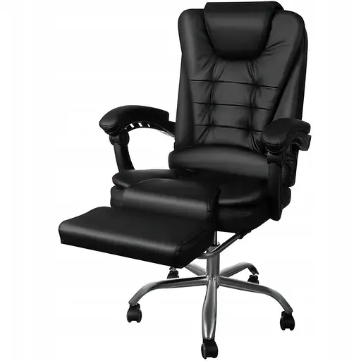 Офисное кресло Primaveo с подножкой | Эко-кожа, Черное