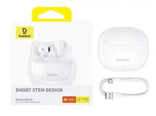 Бездротові навушники Baseus Bowie E11 True Wireless Earphones, ENC, BT5.3, 40mAh, 400mAh, 7h, White A00053500213-Z1 - фото 4