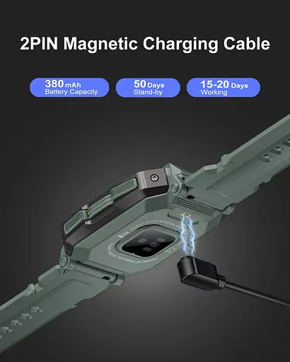 Розумні смарт-години в протиударному тактичному корпусі Lige C20 з двома ремінцями Camouflage Green, BW1821E (17792) - фото 3