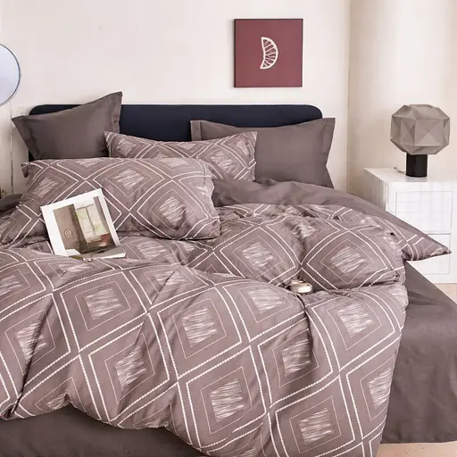 Комплект постельного белья с компаньоном Турция полуторное 100% котон Наволочки 70х70 см Діма полуторка Узор ромб - фото 1