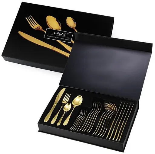 Набор столовых приборов A-Plus 1421 Gold 6 персон 24 Золотой - фото 6
