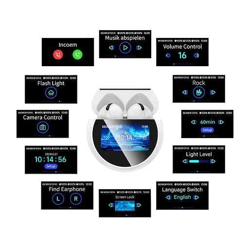 Бездротові навушники BOROFONE BW87 Mist true wireless BT headset with touch screen White - фото 7