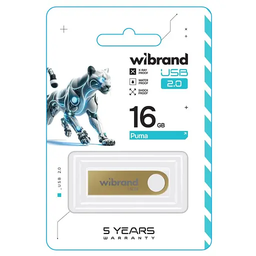 Flash Wibrand USB 2.0 Puma 16Gb Gold - фото 2