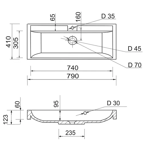 Раковина Adamant умывальник STRENG NEW искусственный камень прямоугольная - фото 7