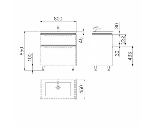 Тумба підлогова Sanwerk Амата 80 Білий з умивальником Idea (MV0000895) Білий - фото 6