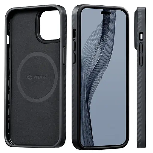 Оригинальный противоударный чехол для iPhone 14 Pro Pitaka Military Grade MagSafe MagEz 600D Black/Grey - фото 2