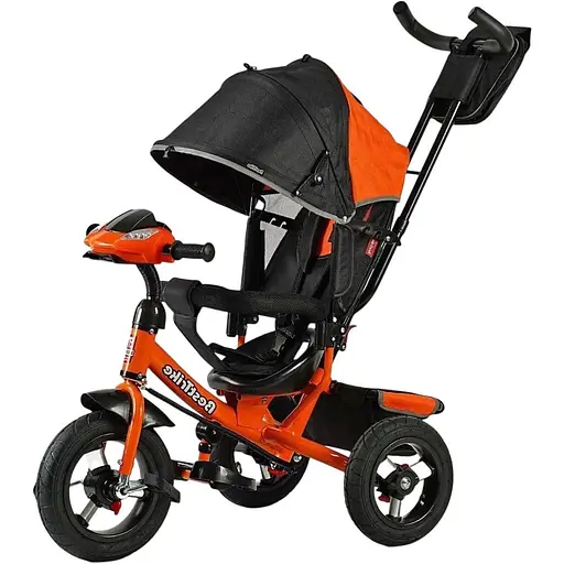 Трехколесный велосипед Best Trike 3390-38-103 с надувными колесами фарой USB и оранжевым пультом.