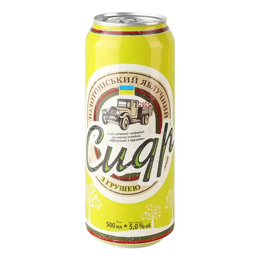 Сидр солодкий Сидр Золотоніськи Яблучний з грушею газований купажний звичайний 5% 0.5 л - фото 1
