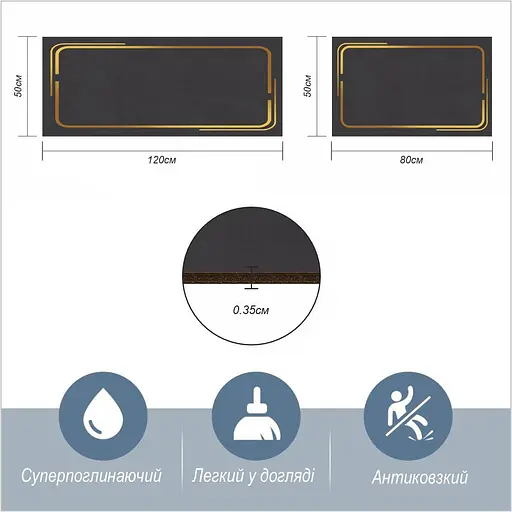 Набор диатомитовых ковриков для ванной и кухни Aquarius 50х80 см/50х120 см. - фото 2
