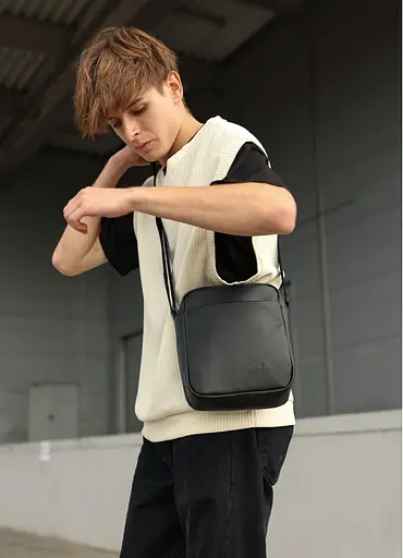 Мужская сумка мессенджер Sambag Makros черная 23 × 19 × 7 см (70220001m) - фото 3