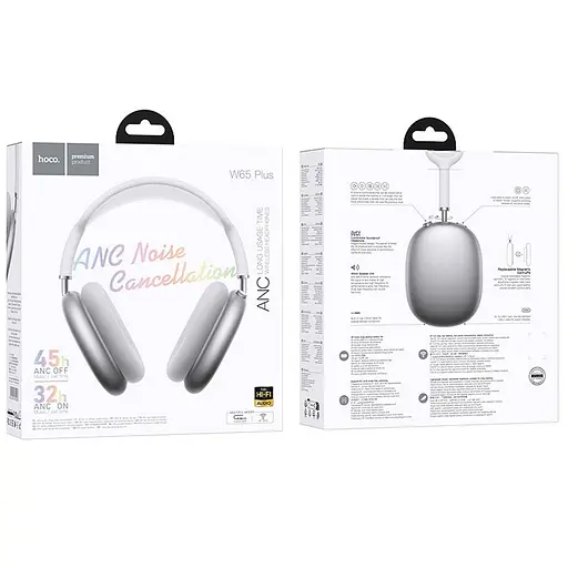 Накладні бездротові навушники Hoco W65 Plus Happy ANC Silver - фото 4