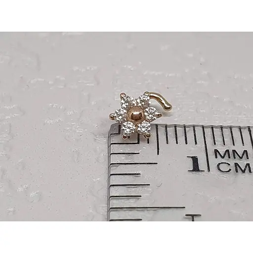 Золота сережка-пірсинг Favoritum в ніс с фіанітами. 311139 - фото 3