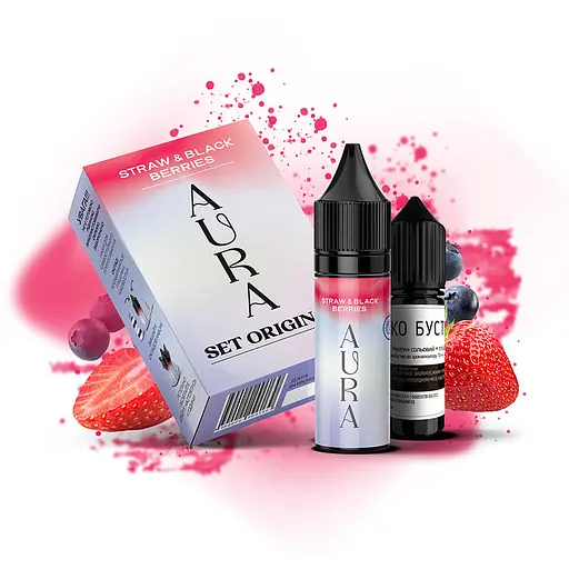 Набор компонентов для самозамеса солевой заправки Aura 15 мл Starw & Black Клубника Ежевика, 0-50 мг (17198)