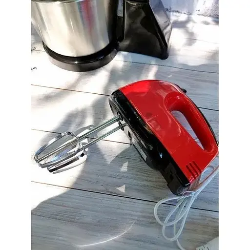 Стаціонарний міксер Bitek з металевою чашею з насадками для тіста 7 швидкостей BT-6637B 250 Вт Червоний - фото 5