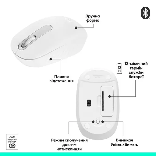 Миша Logitech M196 Bluetooth Off White (910-007460) - фото 4