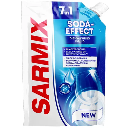 Гель для мытья посуды Sarmix Сода-эффект дой-пак 450 мл 