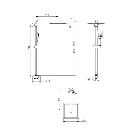 Душова стійка універсальна Lidz Kubis 1120 на два споживача LDKUB1120NKS46111 Nickel, Нержавіюча сталь - фото 2