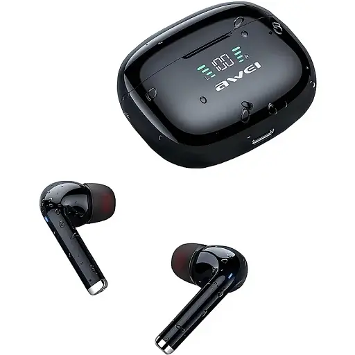 Бездротові Bluetooth навушники Awei TA8 із зарядним чохлом чорні - фото 2