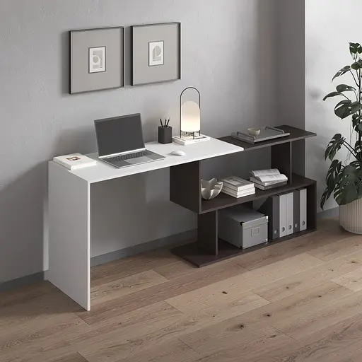 Cтол компьютерный Vays поворотный письменный cтол трансформер M-41 Белый-Венге Темный - фото 2