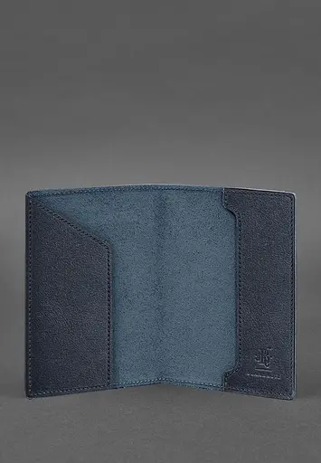 Кожаная обложка для военного билета 7.0 темно-синяя - фото 5