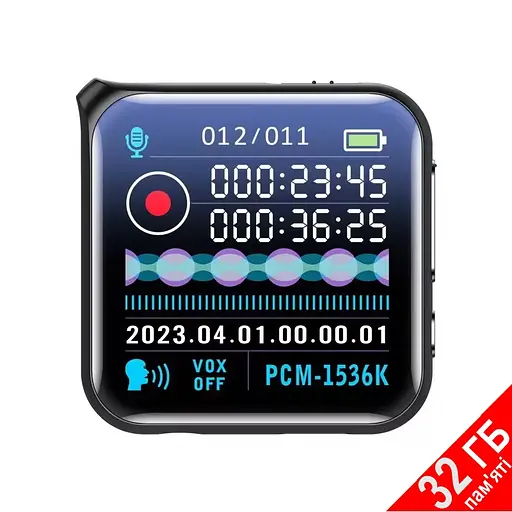 Міні диктофон з великим екраном, радіо та MP3 плеєром Nectronix M30, 32 Гб пам'яті (101084-32) - фото 2