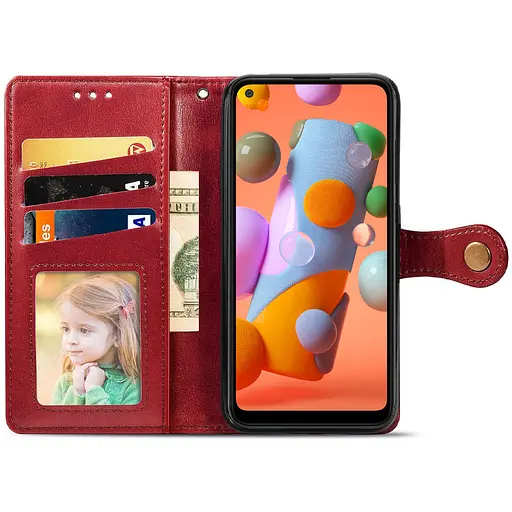 Шкіряний чохол-книжка GETMAN Gallant (PU) для Samsung Galaxy A11 Червоний - фото 2