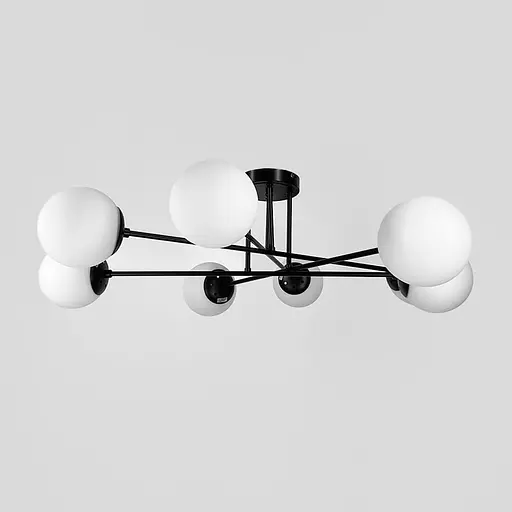 Люстра у чорному корпусі із 8-ма білими плафонами Ø 77 см | Line F | Арт. S7072/8 BK+WT - фото 5