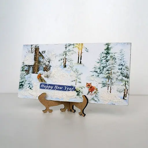 Набор для создания 2 шт поздравительных открыток на подставках "Зимний лес" Fabrika Decoru FDGCK-049, 20 см х 10 см - фото 7