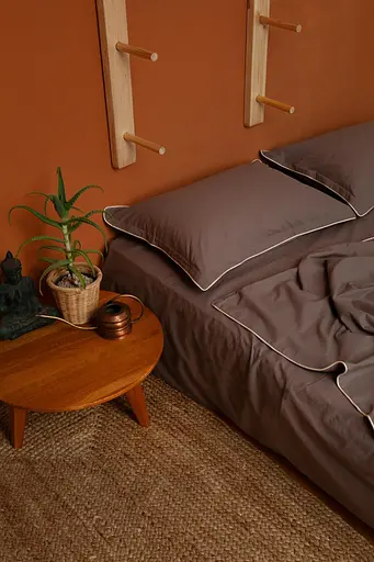 Комплект постільної білизни полуторний 155х215 см варена бавовна White Dream Коричневий - фото 4