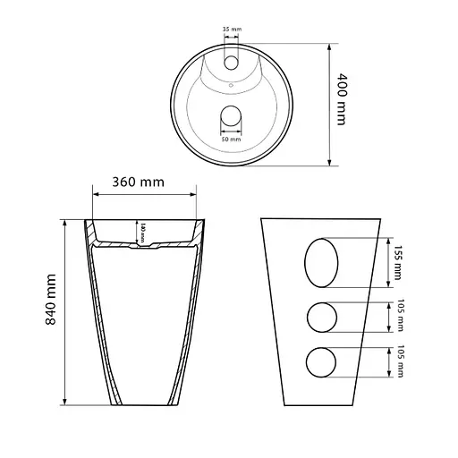 Умивальник підлоговий VBI Bolonia чорний глянцевий VBI-019018, Чорний - фото 5