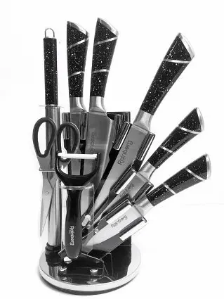 Набор ножей для кухни с подставкой Rainberg RB-8804 кухонные ножи и подставки черный - фото 1