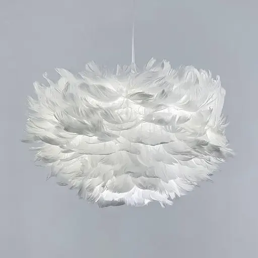 Светильник с натуральными перьями белого цвета Ø 60 см | Ст. AS 136-600 WT Line F - фото 2